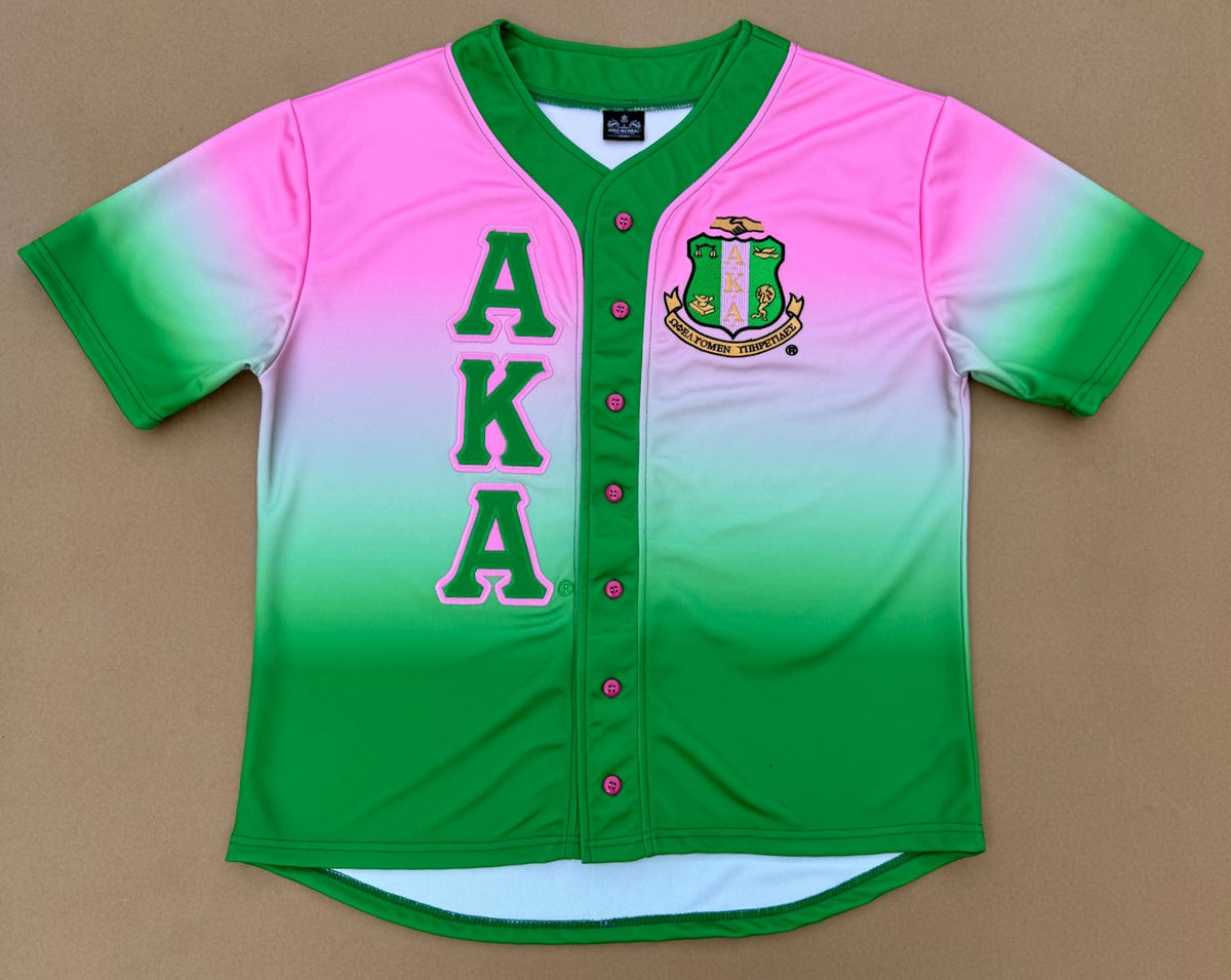 AKA Faded Button Up Pinstripe Baseball Jersey