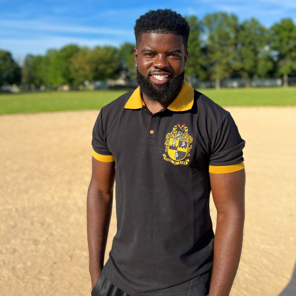 Alpha Phi Alpha Colorblock Embroidered Black Baseball Jersey