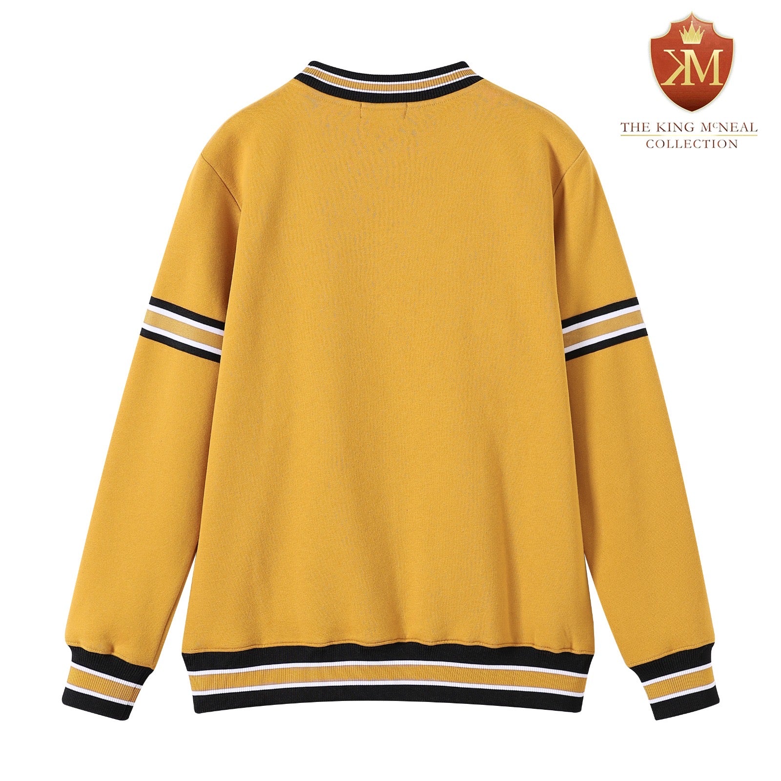 Alpha Gold Stripe Crest Chenille Crewneck