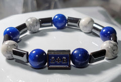 Zeta Blue/White and Hematite Rec Bracelet