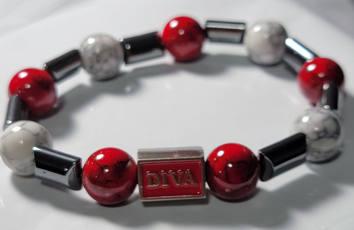 Delta Red/White and Hematite Rec Bracelet