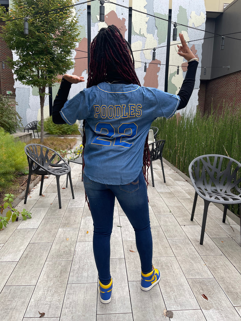 SGRho Denim Baseball Jersey – The King McNeal Collection