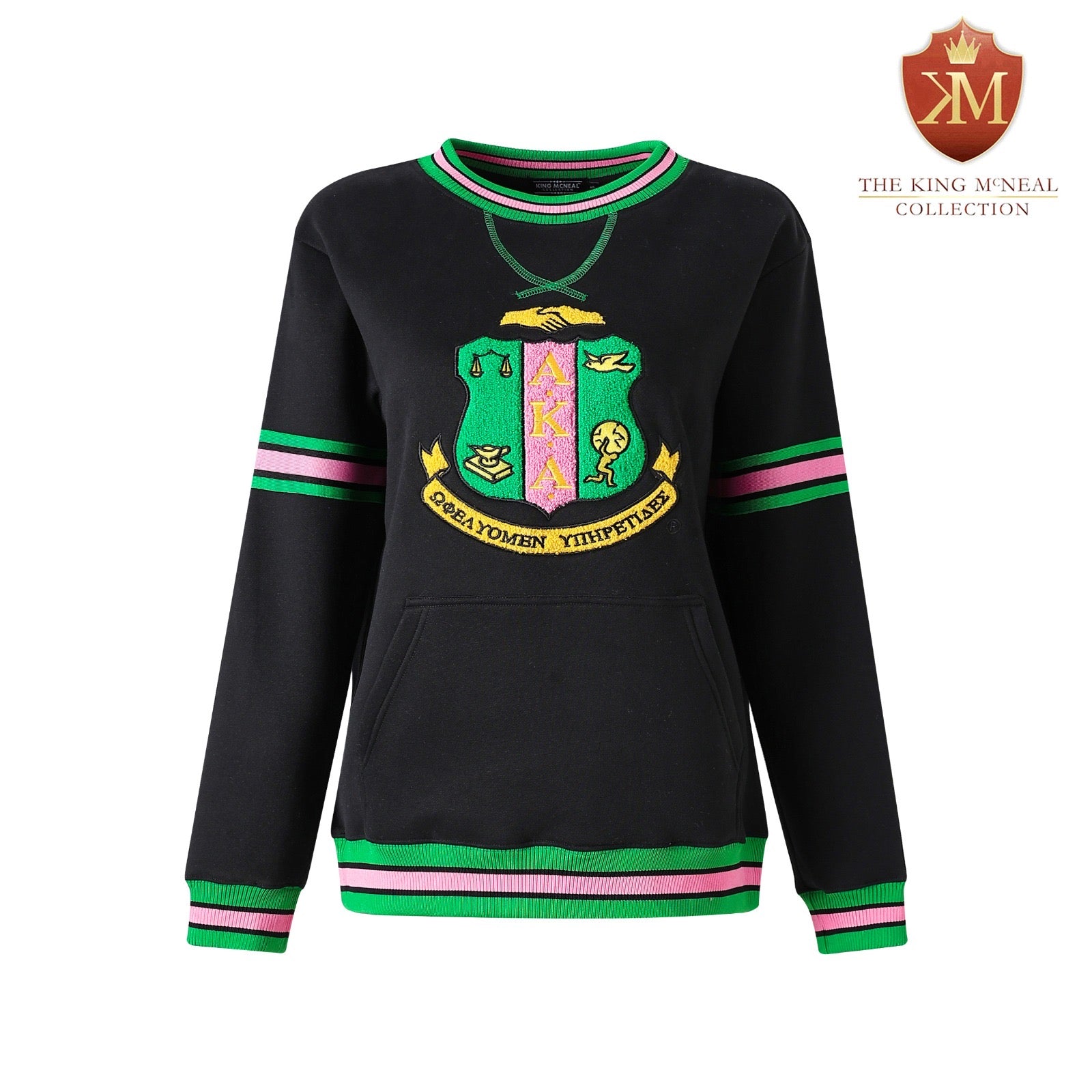 AKA Black Stripe Crest Chenille Crewneck (Unisex Size)