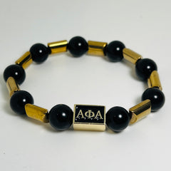 Alpha Black and Gold Hematite Rec Bracelet