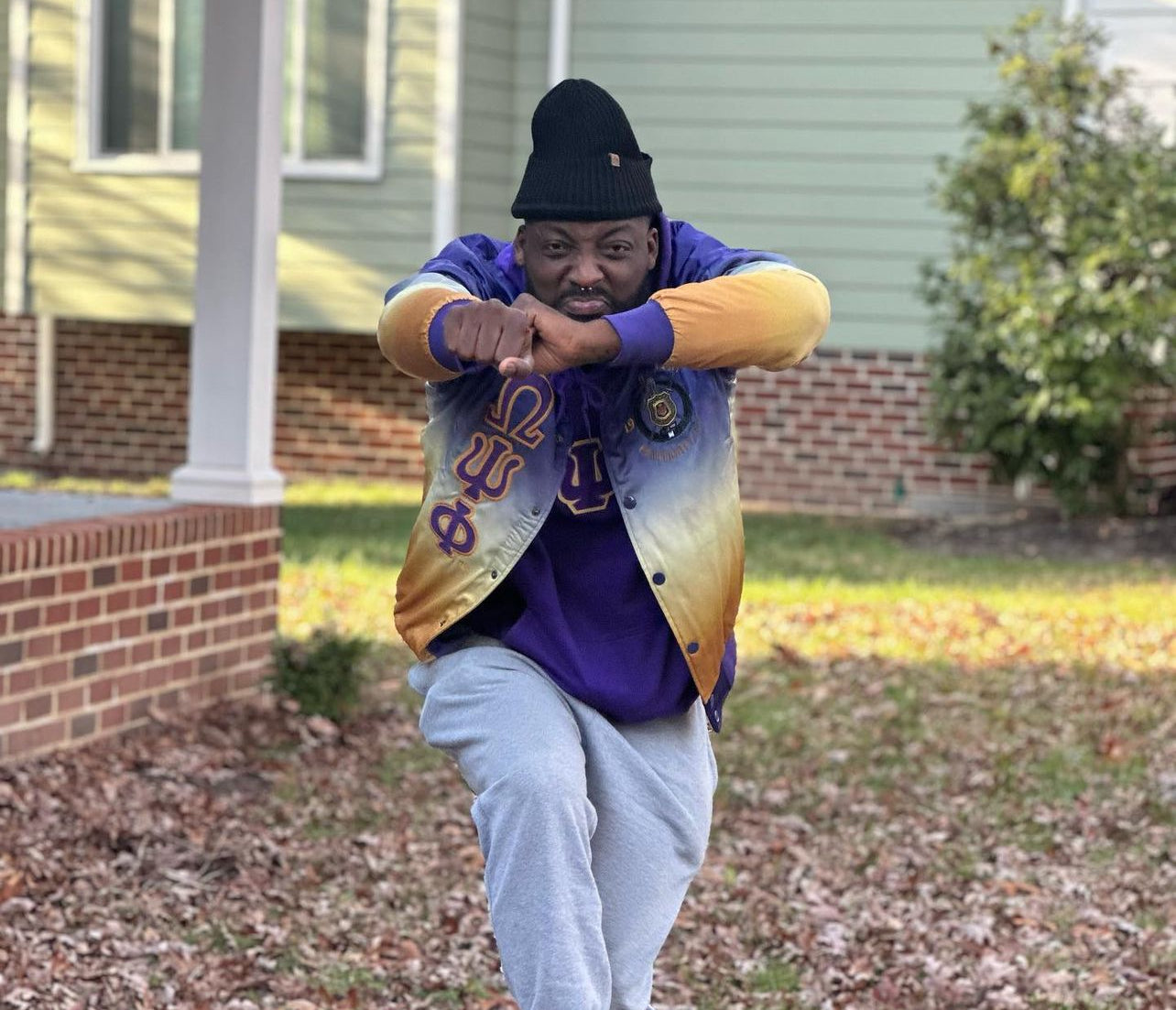 Omega Psi Phi Faded Bomber Jacket