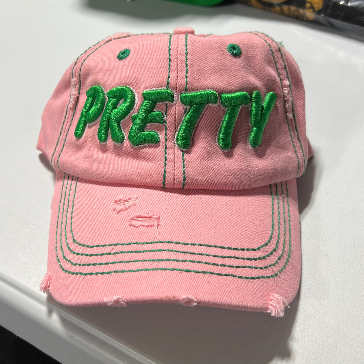 “PRETTY GIRL” Pink & Green Hat