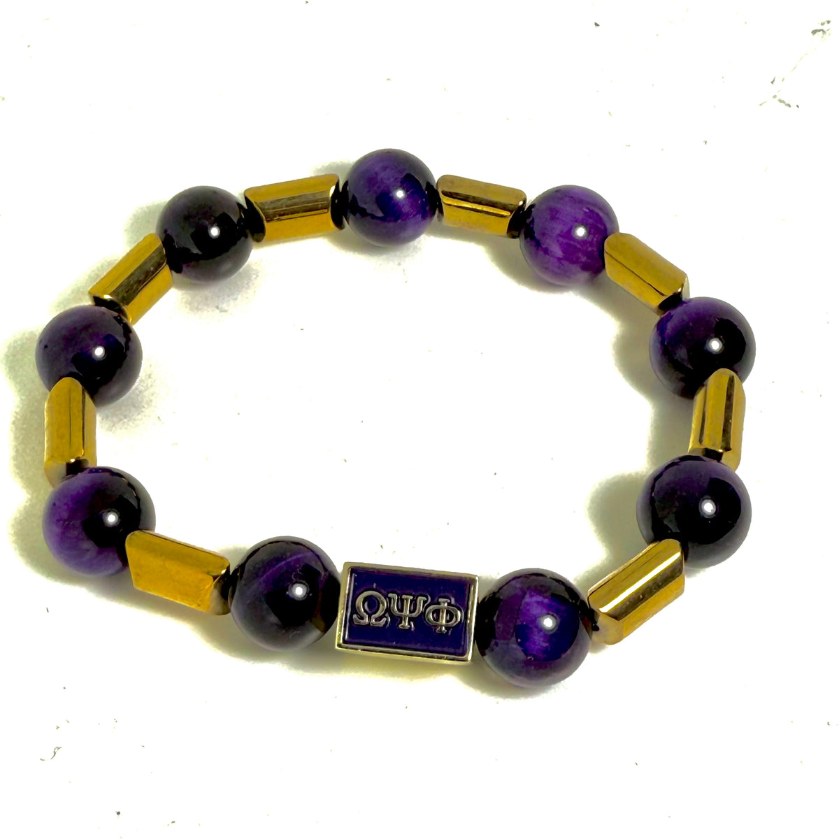 Omega Purple and Gold Hematite Rec Bracelet