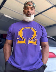 Omega Premium Purple Chenille Letter T-shirt