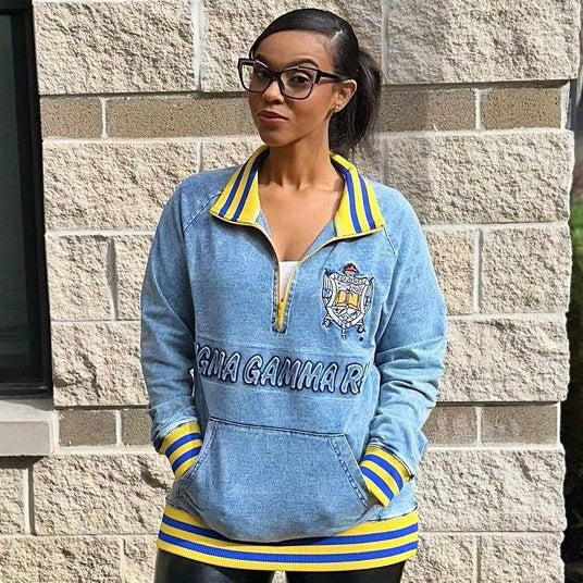 SGRho Denim Quarter Zip Sweatshirt Unisex