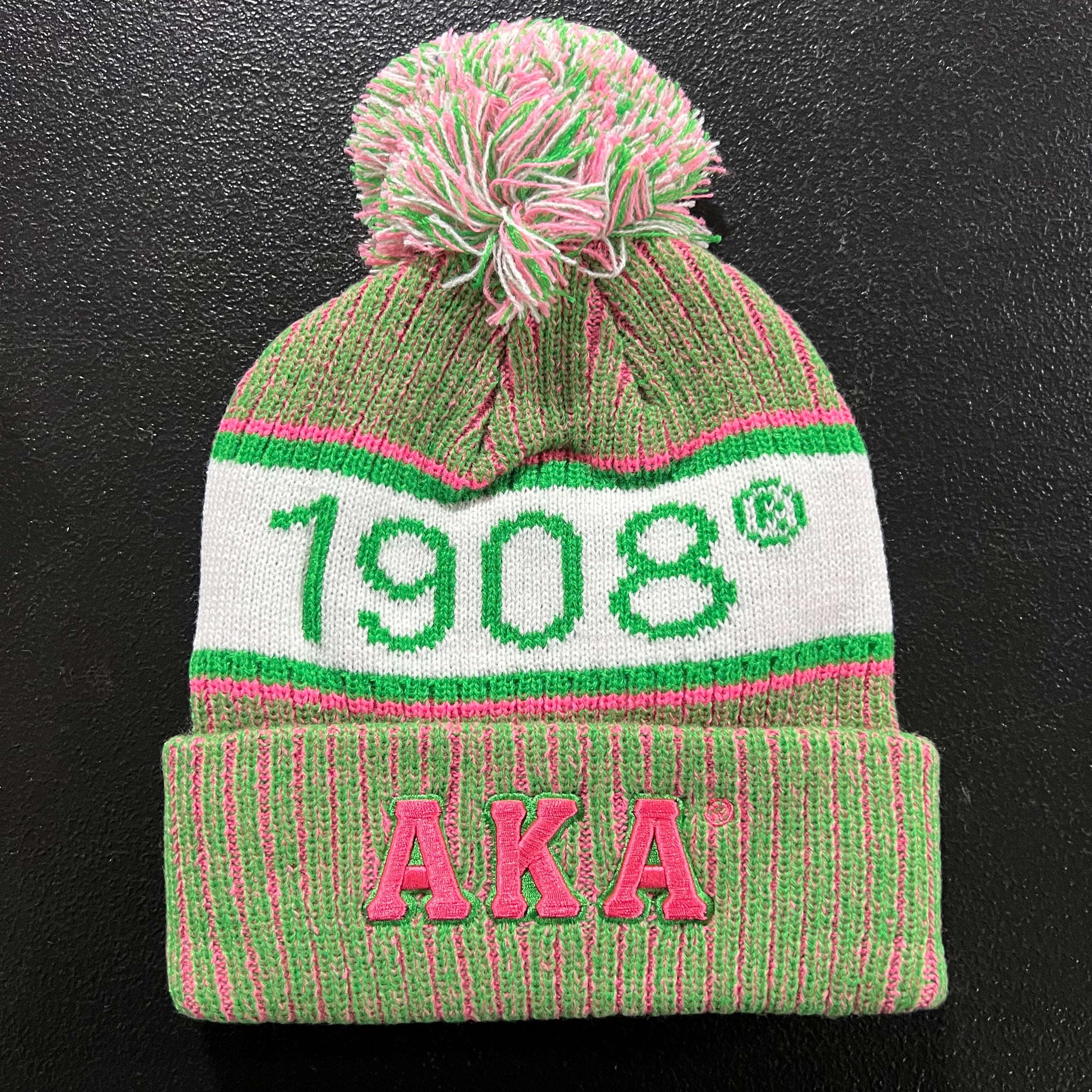 AKA Green Beanie Hat with Pom