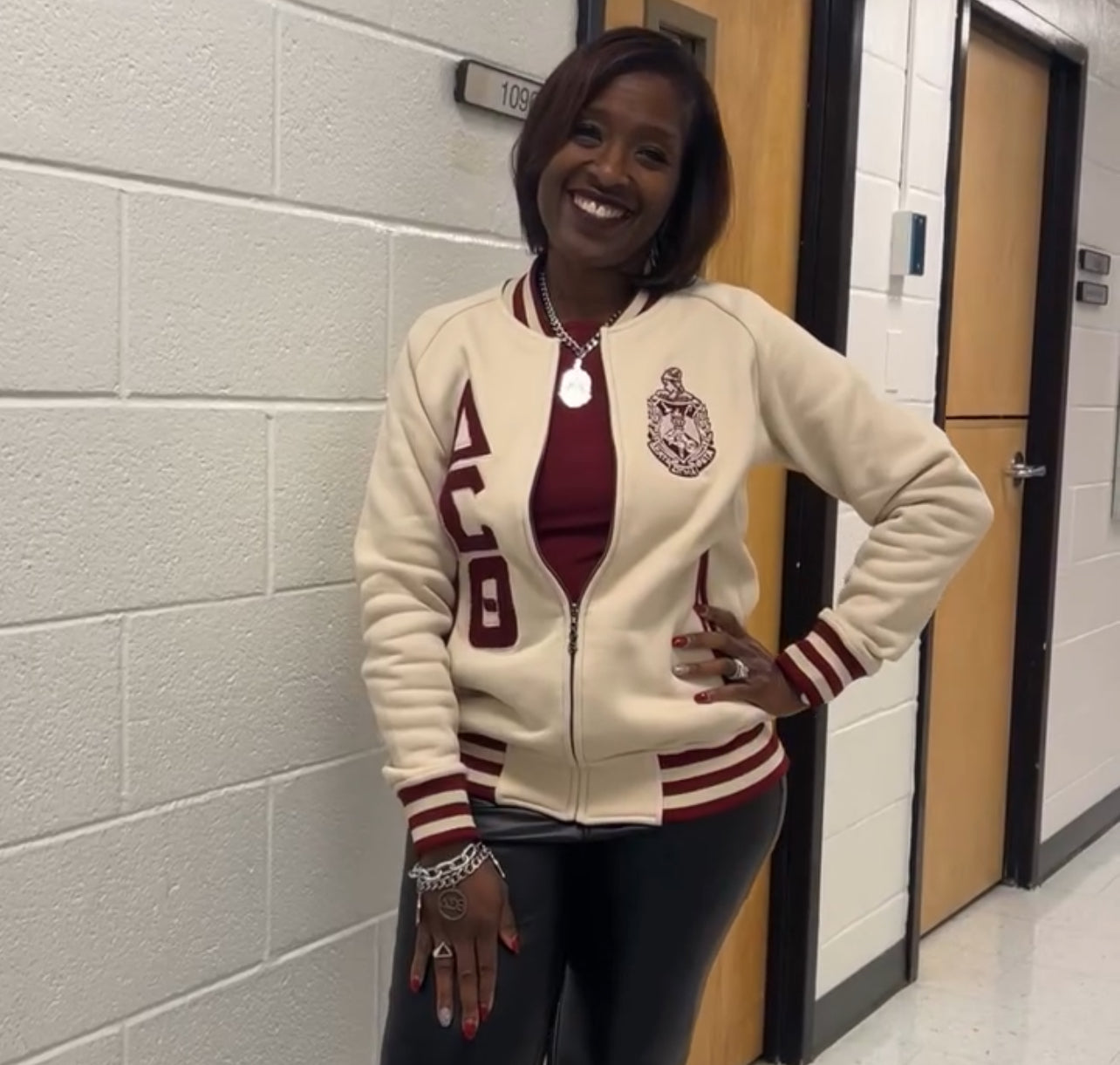 Delta Cream Varsity Fleece Jacket