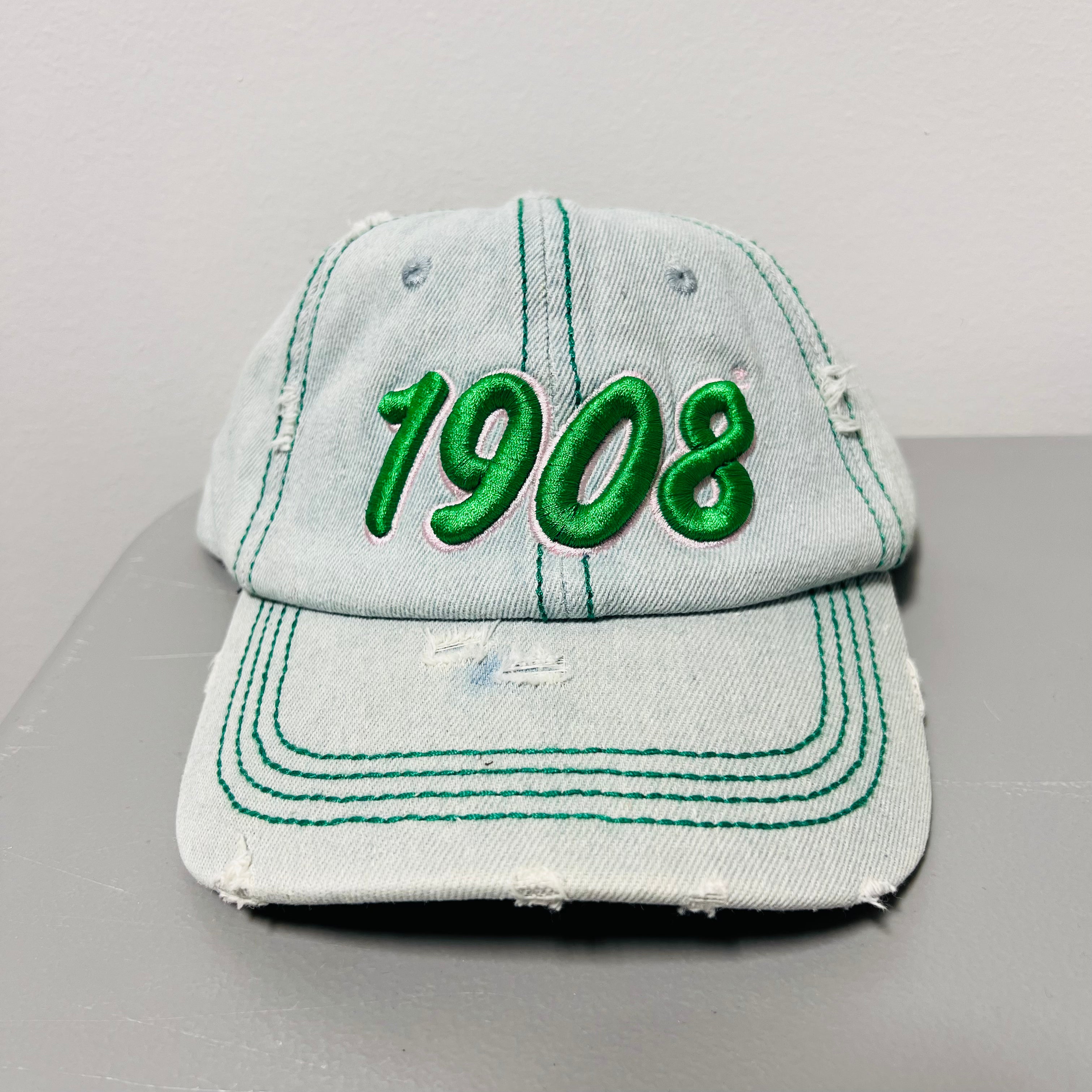 1908 Light Denim Distressed Hat