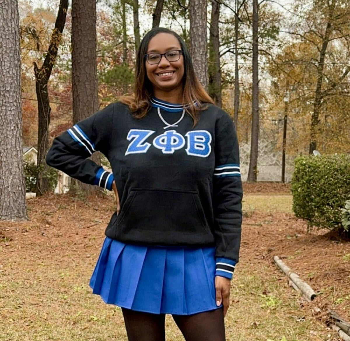 Zeta Phi Beta Black Chenille Crewneck