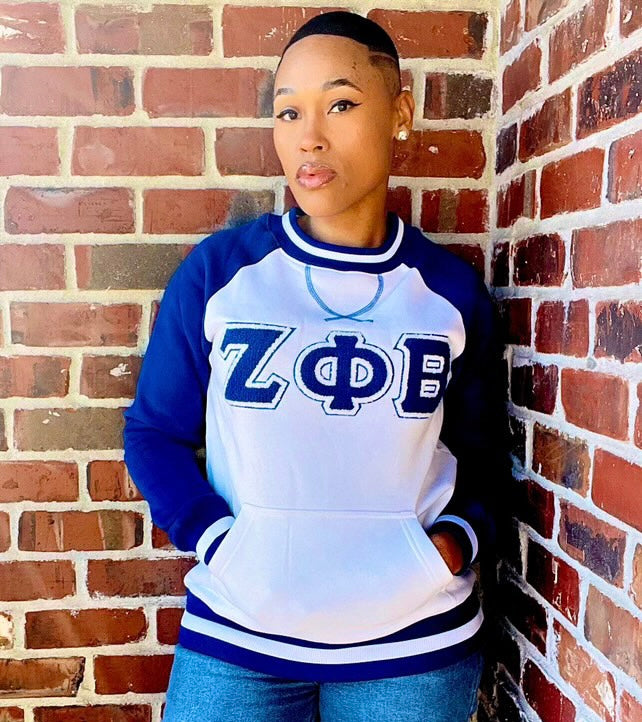 Zeta White Chenille Crewneck