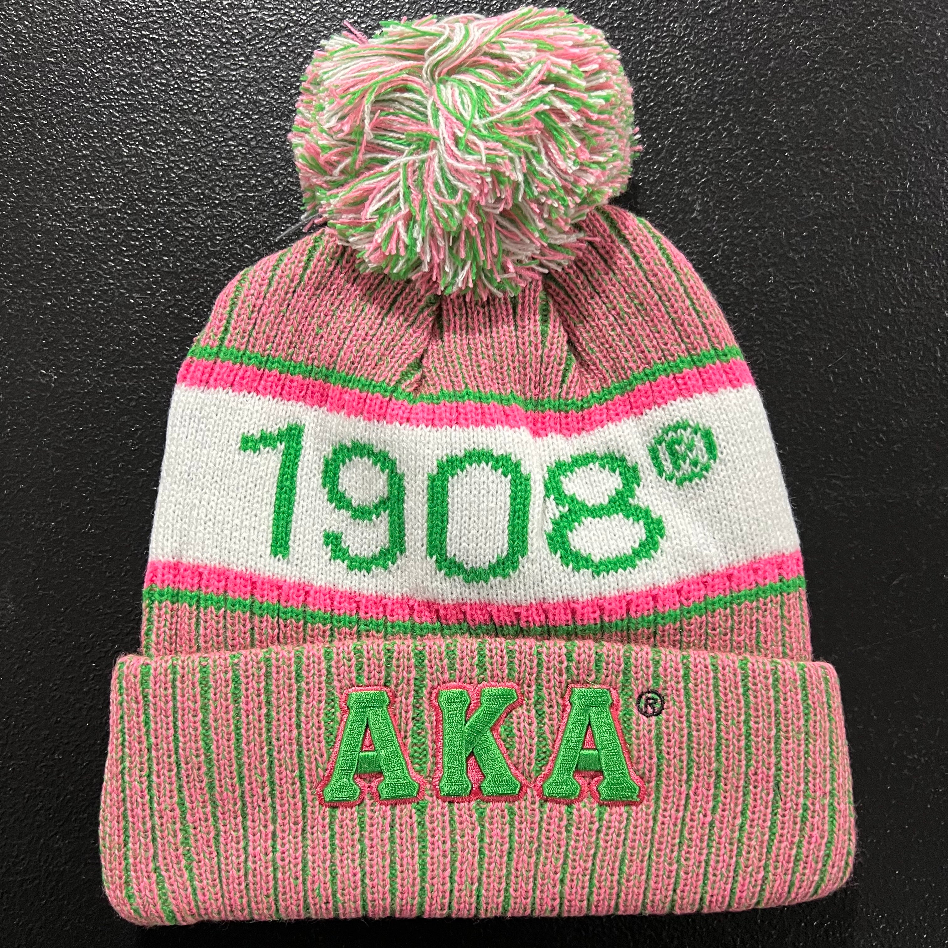 AKA Pink Beanie Hat with Pom