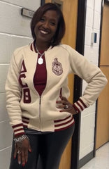 Delta Cream Varsity Fleece Jacket