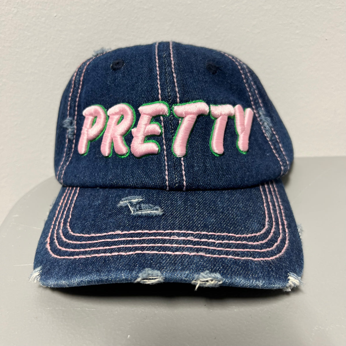 “PRETTY GIRL” Dark Denim Washed Hat