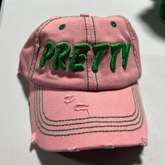 “PRETTY GIRL” Pink & Green Hat