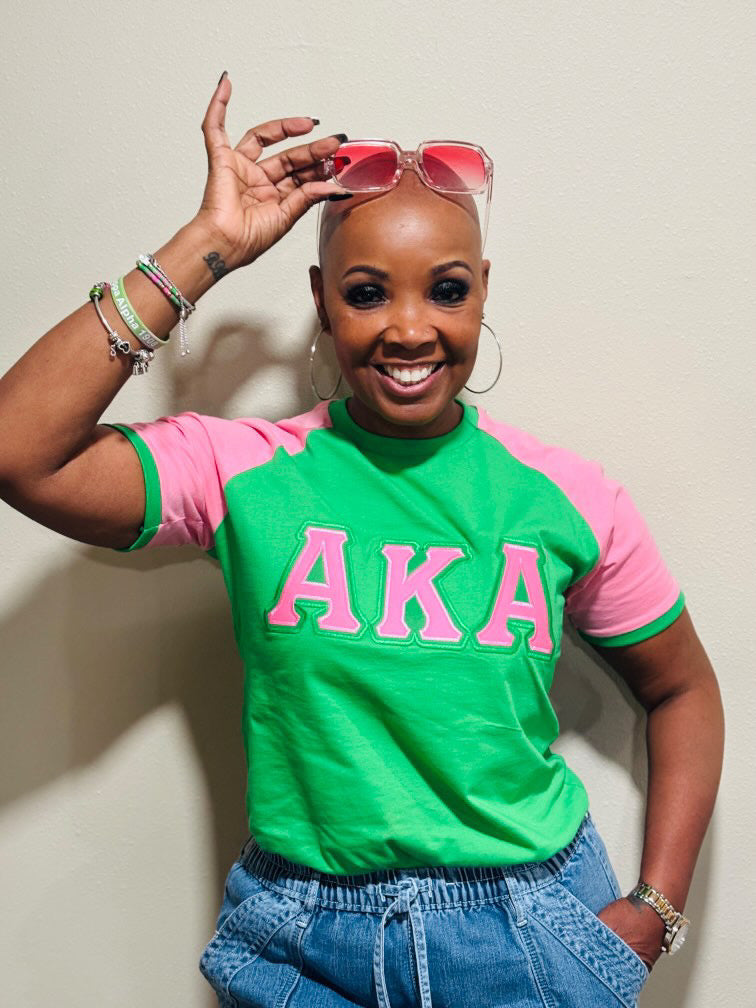 AKA Pink/Green Premium Raglan Shirt