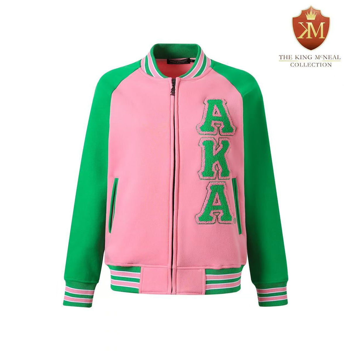 AKA Pink Fleece Letterman Jacket (Unisex Size)