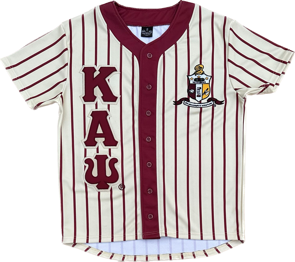 Kappa Red Pinstripe Button Up Baseball Jersey XL