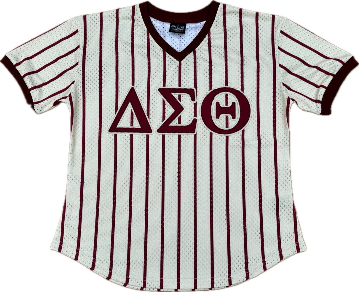 Delta Cream Pinstripe Baseball Jersey