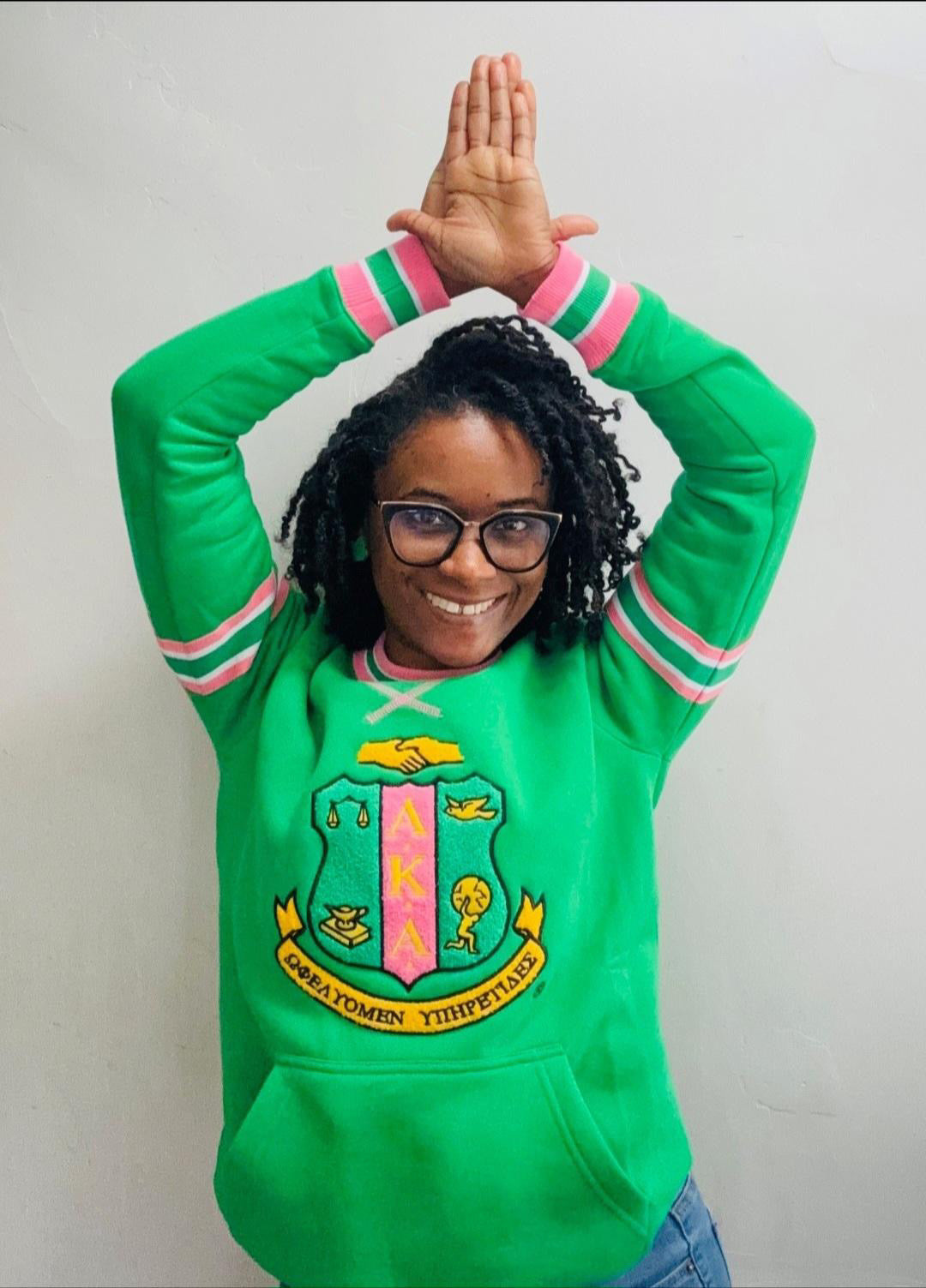 AKA Green Stripe Chenille Crewneck (Unisex Size)