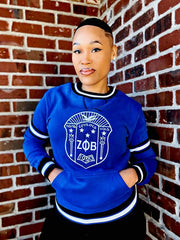 Zeta Blue Crest Chenille Crewneck