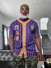 Omega Purple Pinstripe Button Up Baseball Jersey