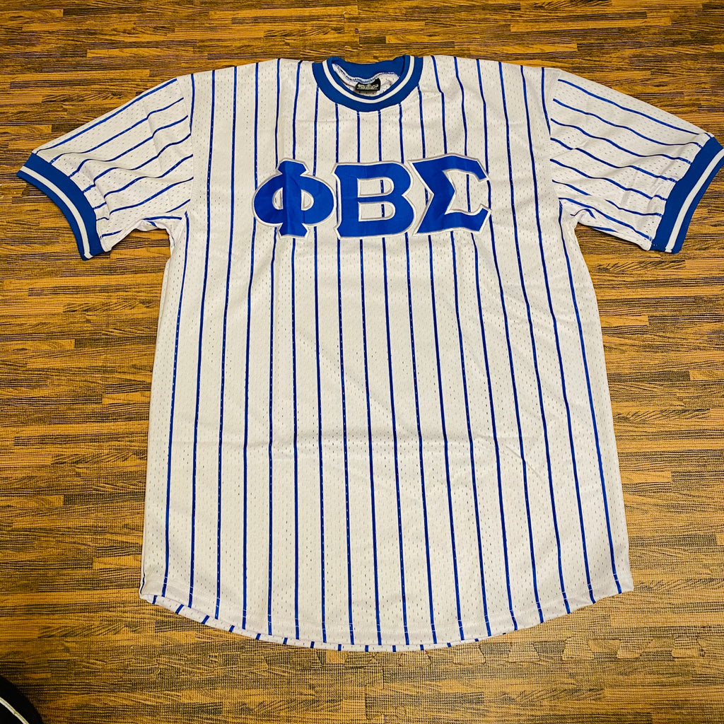 Black Phi Beta Sigma Pinstripe Baseball Jersey L