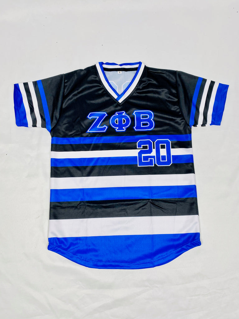 Zeta Phi Beta Pinstripe Baseball Jersey with Greek Letters (TW) -  EMBROIDERED WITH LIFETIME GUARANTEE