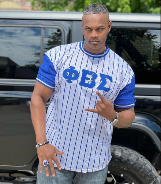 Black Phi Beta Sigma Pinstripe Baseball Jersey