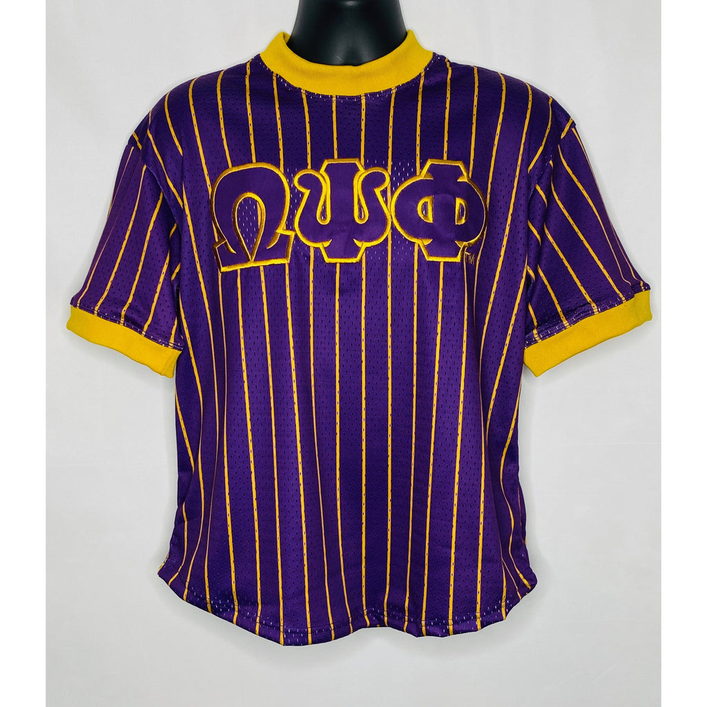Omega Purple Pinstripe Button Up Baseball Jersey 2XL
