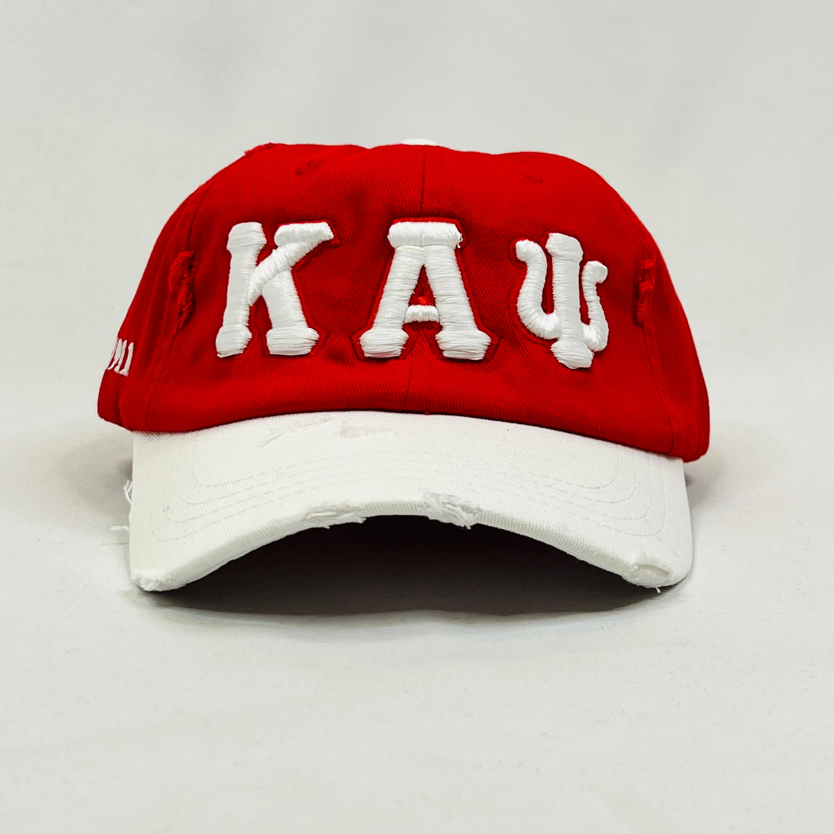 “KAΨ” Kappa Alpha Psi Red & White distressed hat