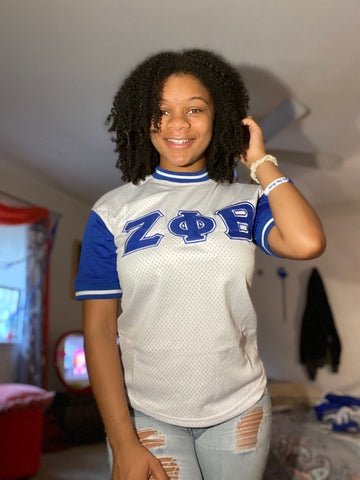 Zeta Phi Beta Blue White Baseball Jersey