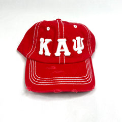 Kappa Red & White Stitched Distressed Hat