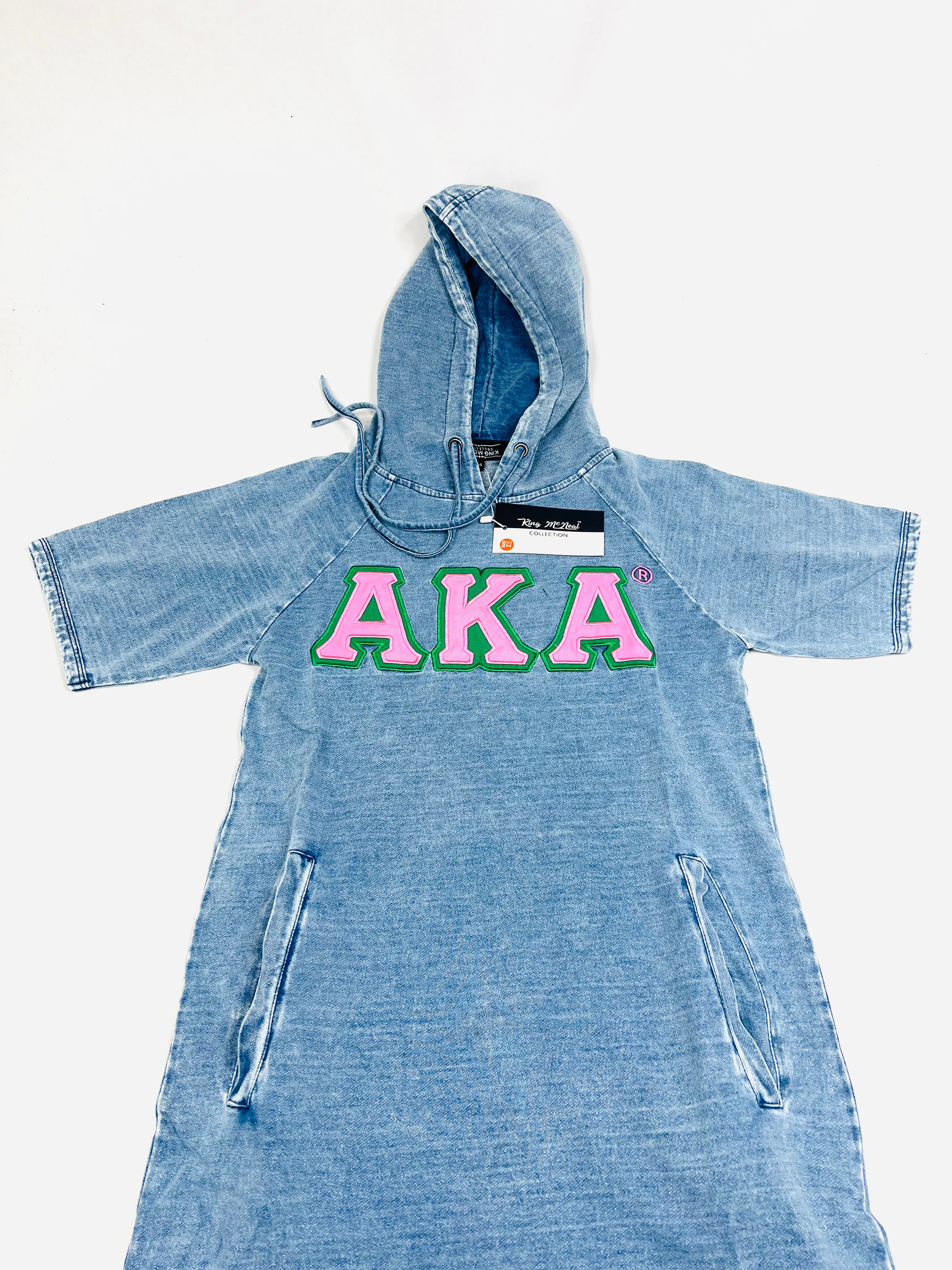 AKA Denim Hoodie Dress With Pockets