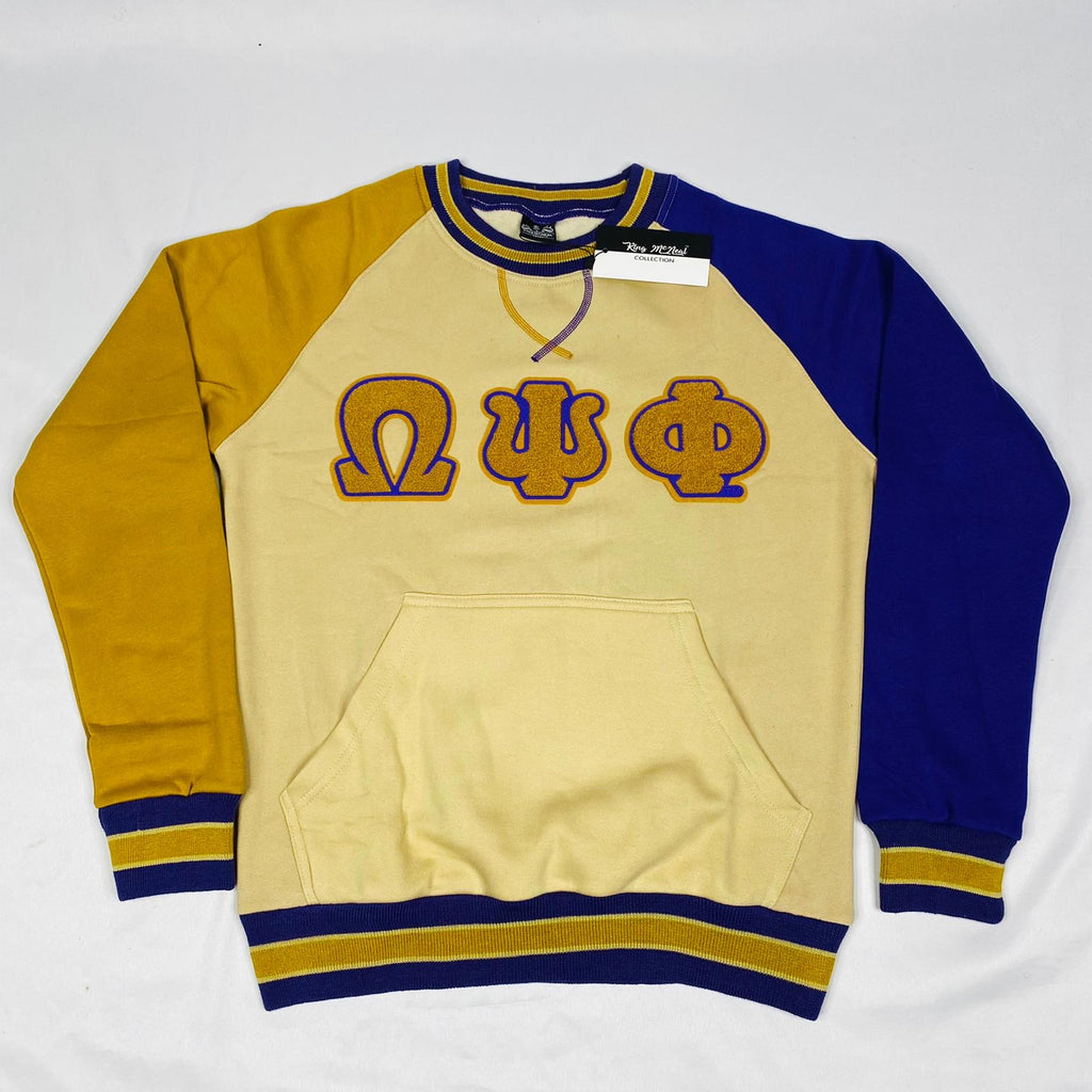 Omega Opposite Sleeve Letter Chenille Crewneck