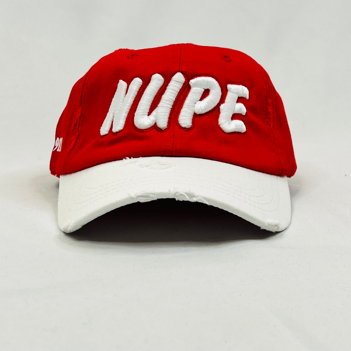 “NUPE” Kappa Alpha Psi Red & White distressed hat