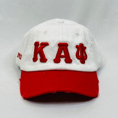 “KAΨ” Kappa Alpha Psi White & Red distressed hat