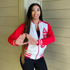 Delta White Varsity Fleece Jacket