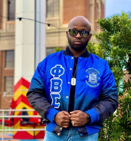 Black Faded Phi Beta Sigma Bomber Jacket – The King McNeal