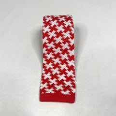 Red And White (Kappa Inspired) Knit Tie 2