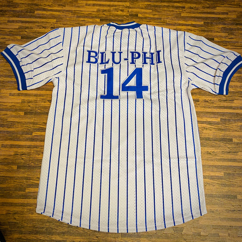 Black Phi Beta Sigma Pinstripe Baseball Jersey L