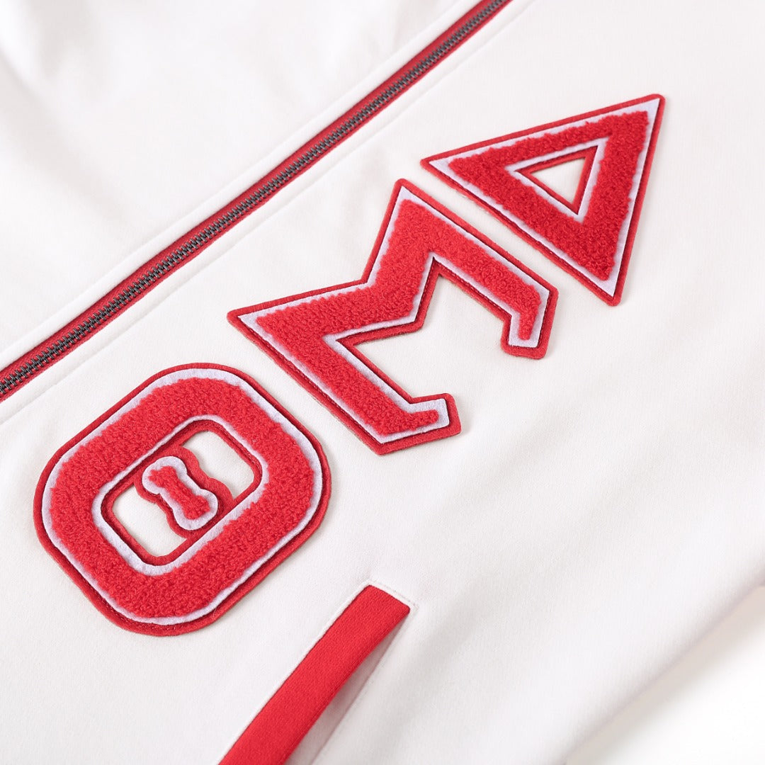 Delta White Varsity Fleece Jacket