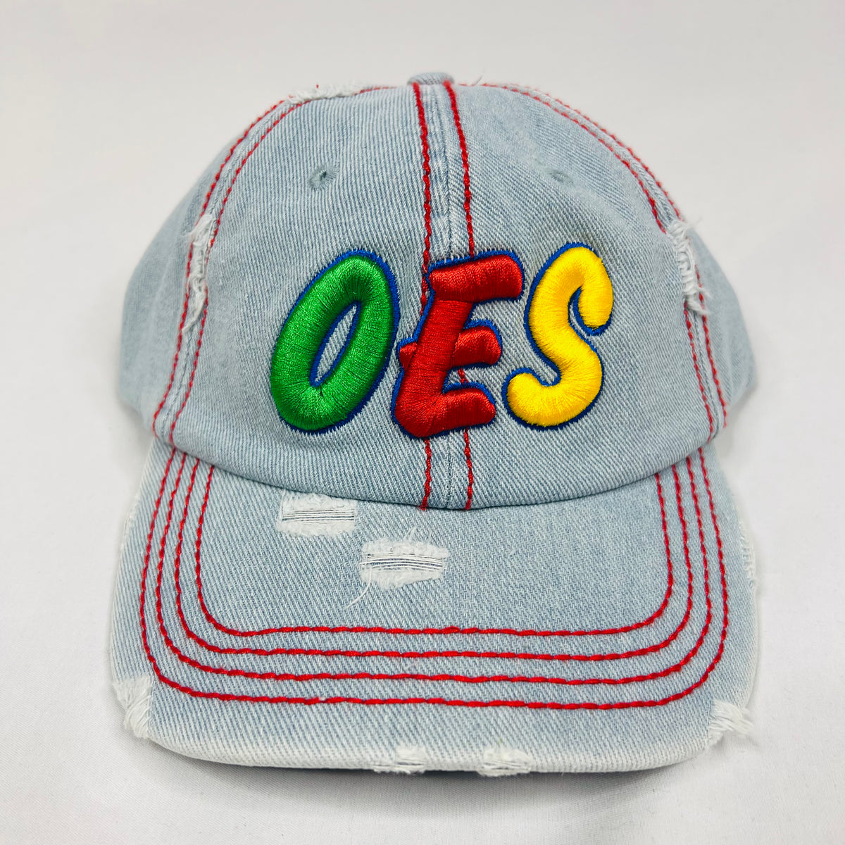 OES Light Denim Hat Red Stitch