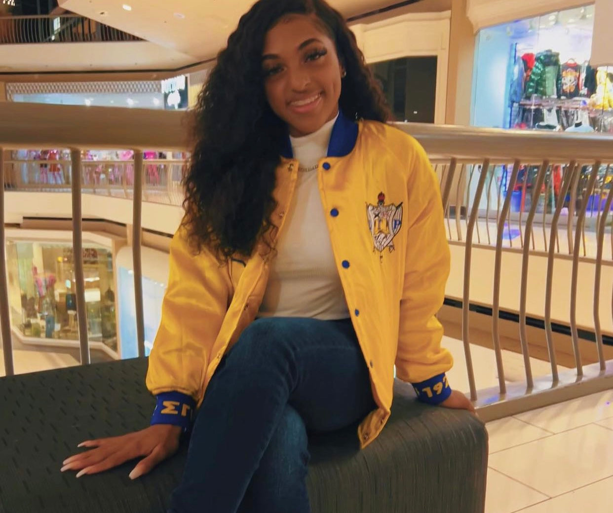 SGRho Gold Satin Bomber Jacket Custom Ribbon And Lining