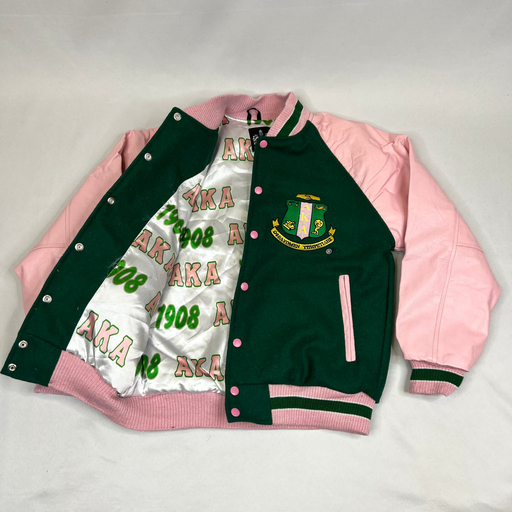 AKA Greek Pink Varsity Jacket