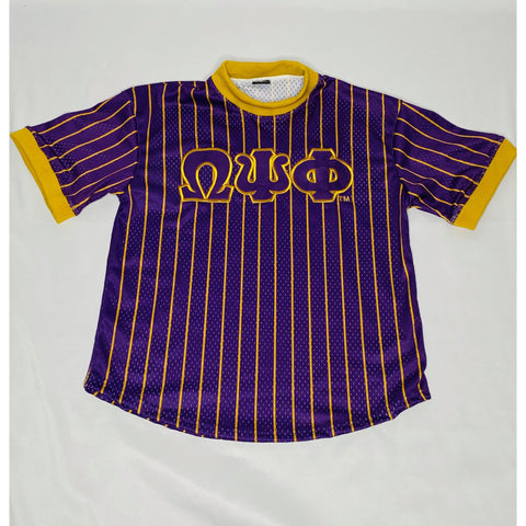 Omega Gold Pinstripe Button Up Baseball Jersey S