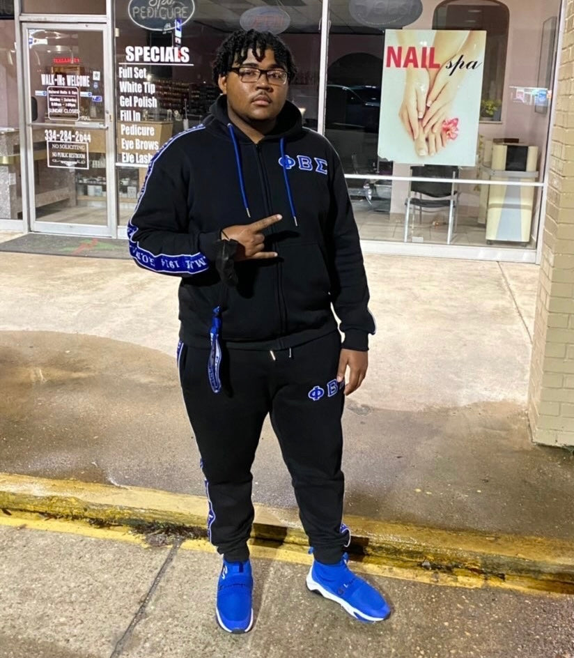 Black Phi Beta Sigma Tapered Sweatsuit Jacket – The King McNeal Collection